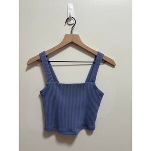 American Eagle purple ribbed crop top cropped tank top small wide strap